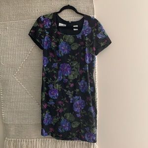 Floral black mini dress